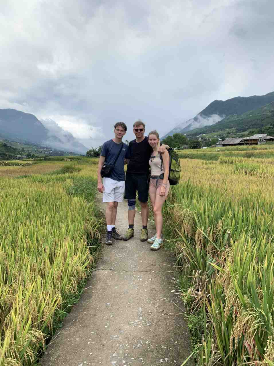 Walking in terrace rice fields in Sapa