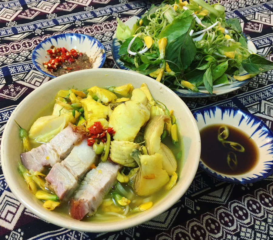 Noodle soup with fish and pork in Chau Doc