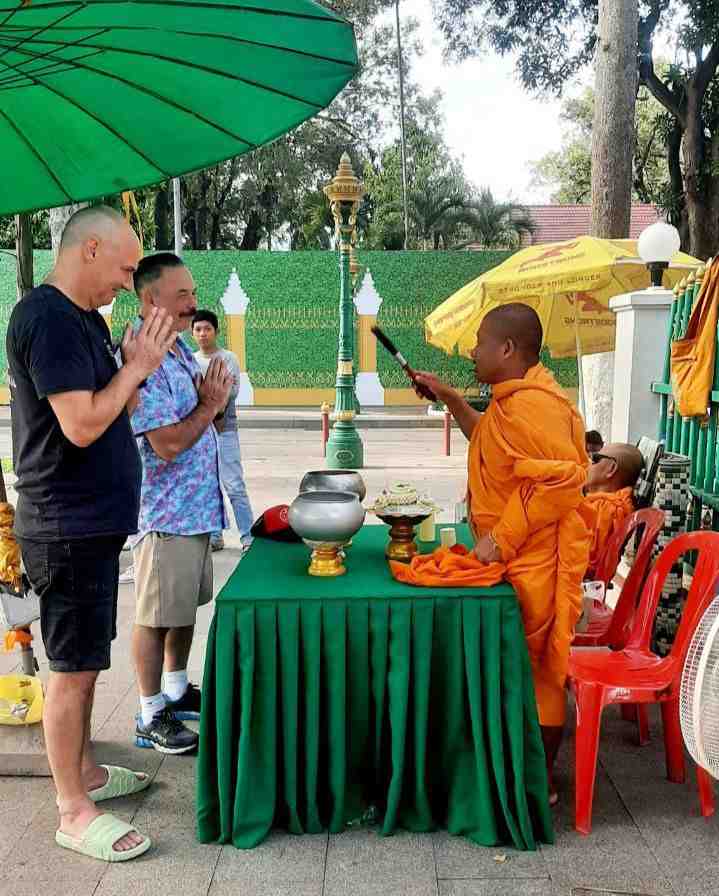 Monk water blessing in Siem Reap