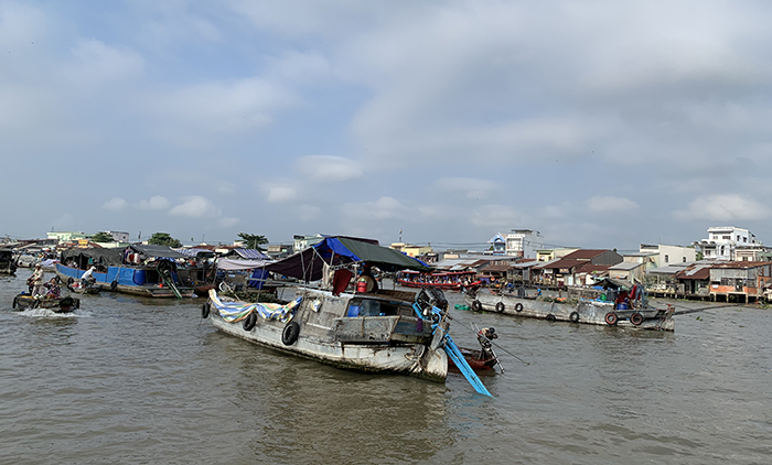 Floating market in Mekong Delta