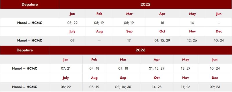 Hanoi to HCMC Schedule