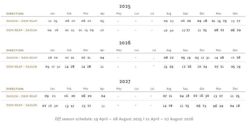 Saigon Siem Reap Schedule